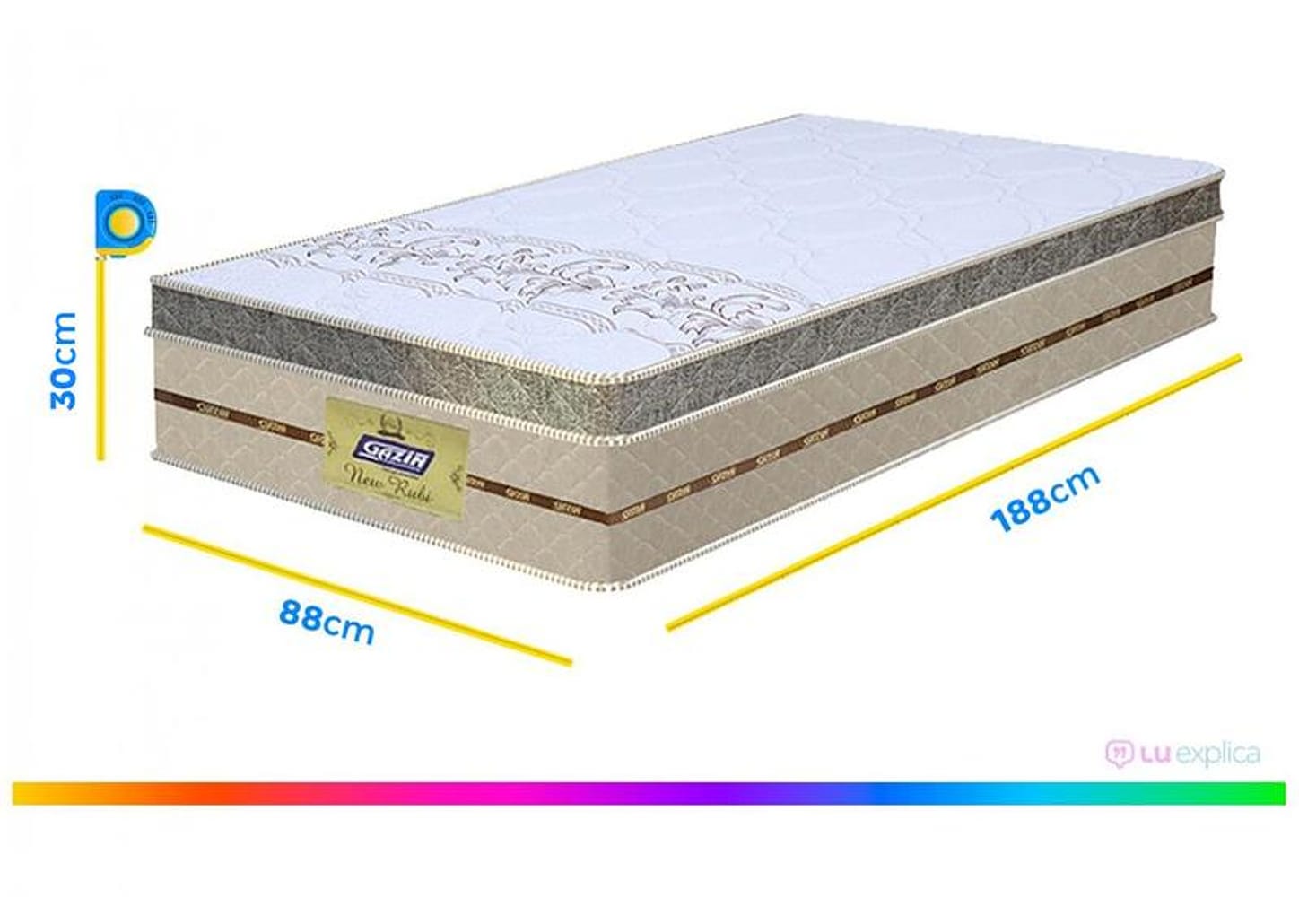Colchão Solteiro Gazin de Mola Ensacada 30x88x188cm New Rubi