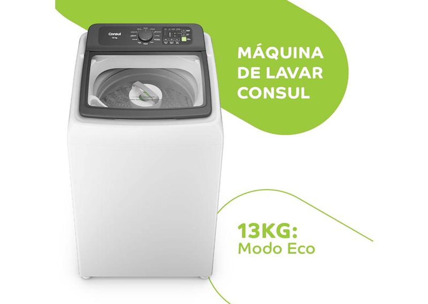 Lavadora de Roupas Consul 13kg Cesto Inox 12 Programas de Lavagem Branca CWN13AB