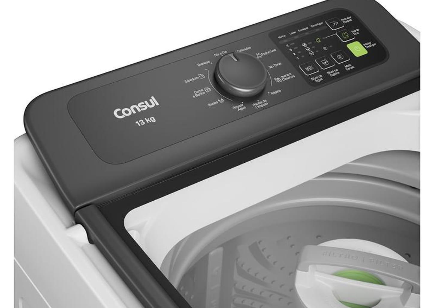 Lavadora de Roupas Consul 13kg Cesto Inox 12 Programas de Lavagem Branca CWN13AB