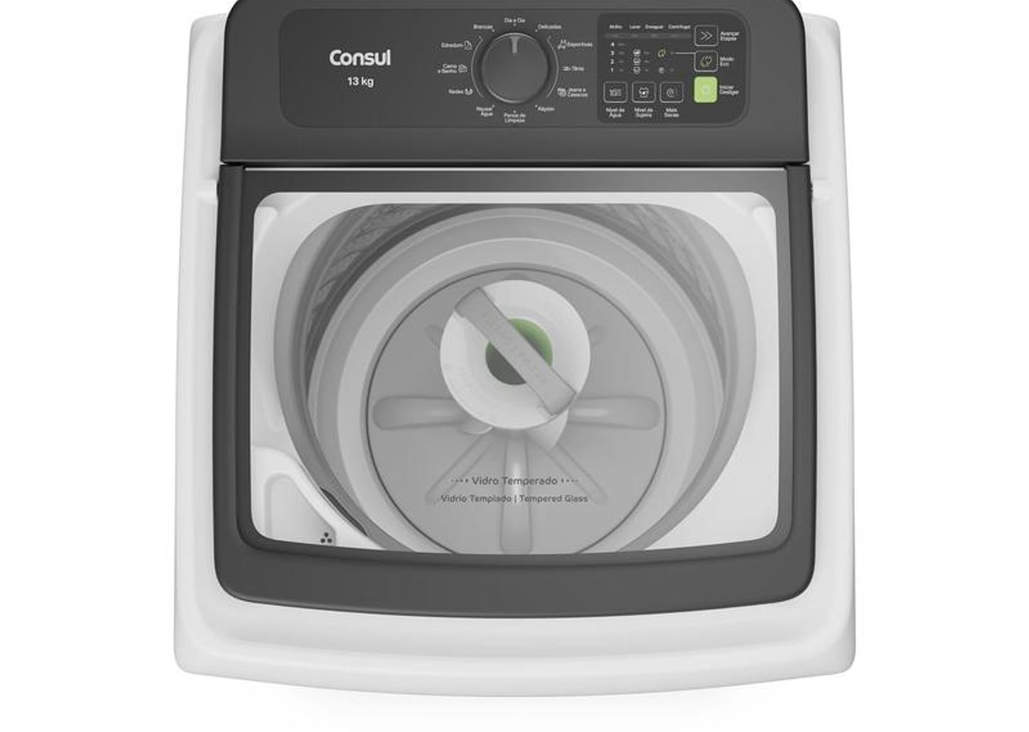 Lavadora de Roupas Consul 13kg Cesto Inox 12 Programas de Lavagem Branca CWN13AB