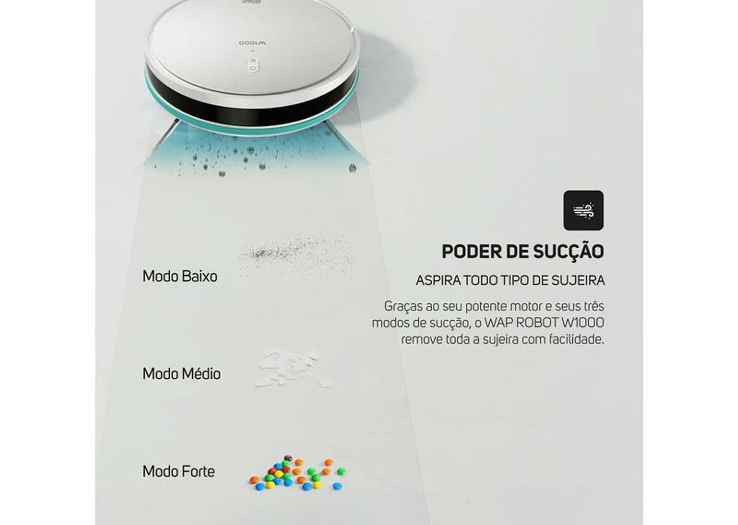 Robô Aspirador Inteligente Wap Robot W1000 36W Wi-Fi compatível com Alexa