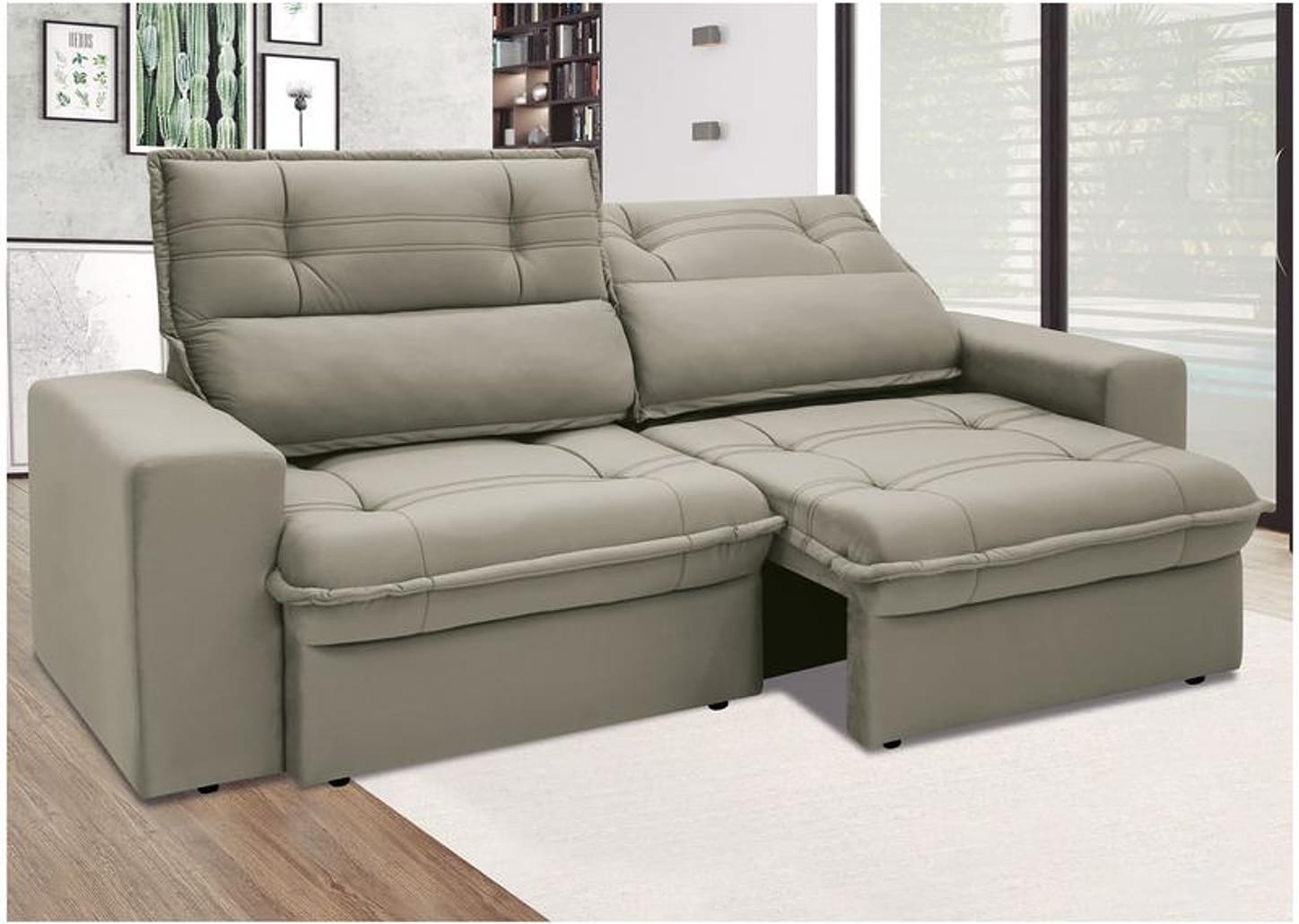 Sofá 3 Lugares Retrátil Reclinável Suede Palatino Linoforte