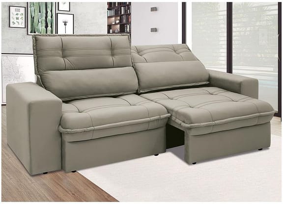 Sofá 3 Lugares Retrátil Reclinável Suede Palatino Linoforte