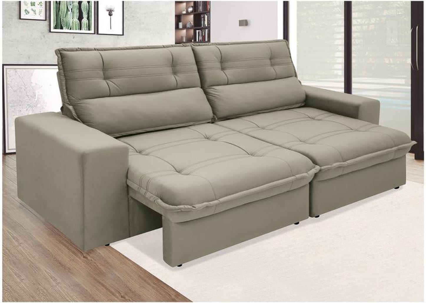 Sofá 4 Lugares Retrátil Reclinável Suede Palatino Linoforte