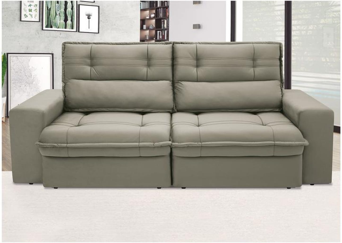 Sofá 4 Lugares Retrátil Reclinável Suede Palatino Linoforte