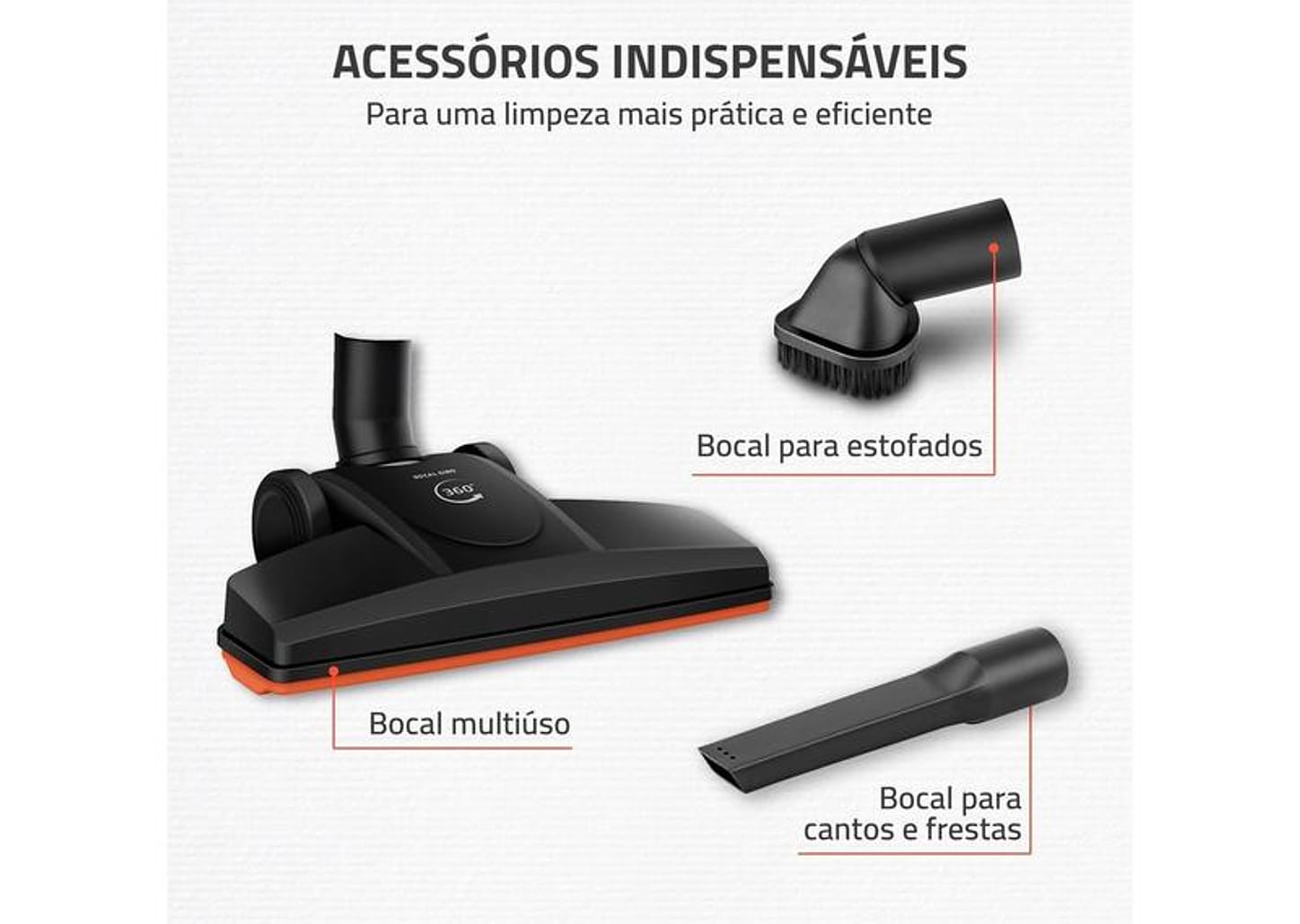 Aspirador de Pó 2 em 1 Mondial 1500W Turbo Cycle AP-40-B Preto e Laranja