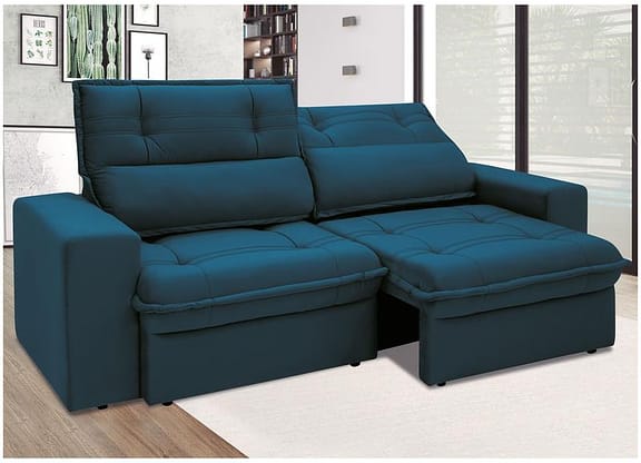 Sofá 3 Lugares Retrátil Reclinável Suede Palatino Linoforte