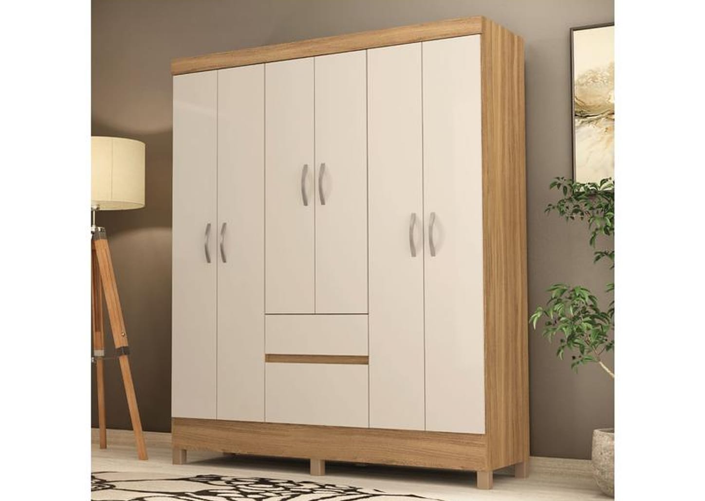 Guarda-roupa Casal 2 Gavetas 6 Portas Demóbile Flash II