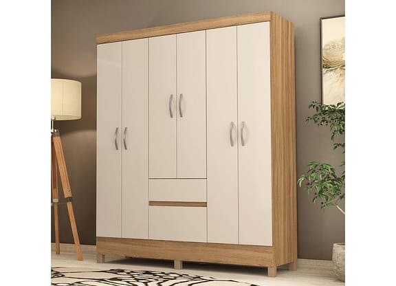 Guarda-roupa Casal 2 Gavetas 6 Portas Demóbile Flash II