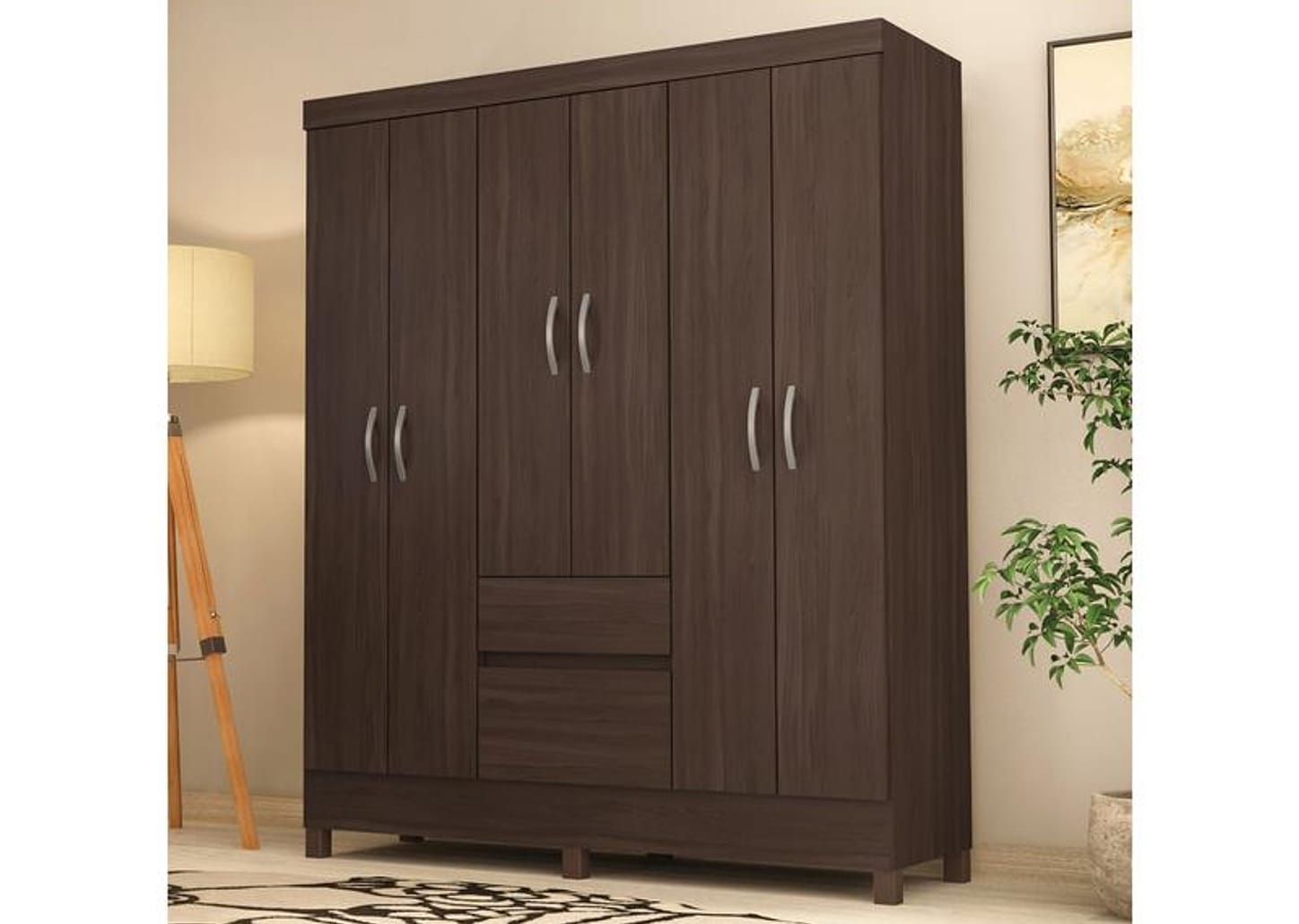 Guarda-roupa Casal 2 Gavetas 6 Portas Demóbile Flash II