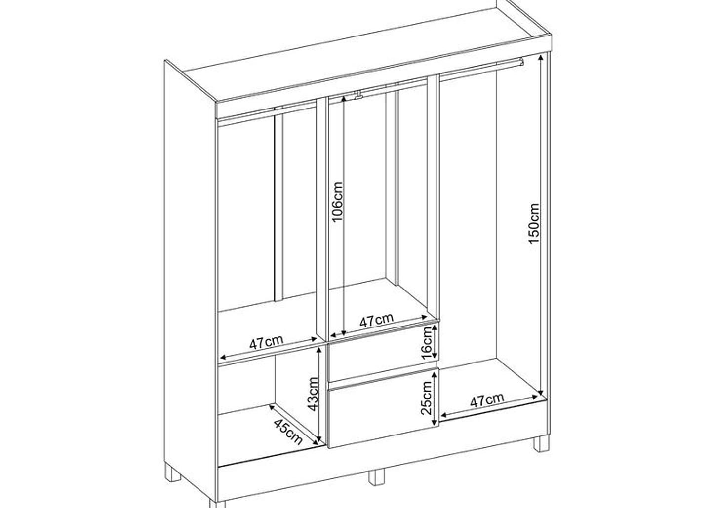 Guarda-roupa Casal 2 Gavetas 6 Portas Demóbile Flash II