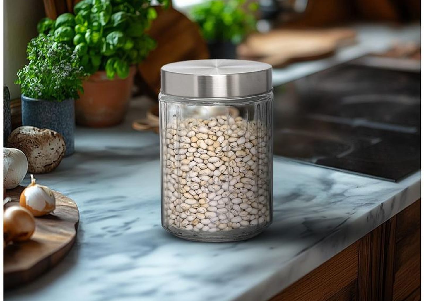 Pote de Vidro Hauskraft com Tampa Redondo 1,2L Cabane