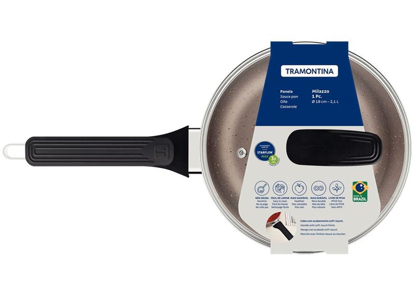 Panela Tramontina Antiaderente de Alumínio Amêndoa 18cm 2,1L Milazzo