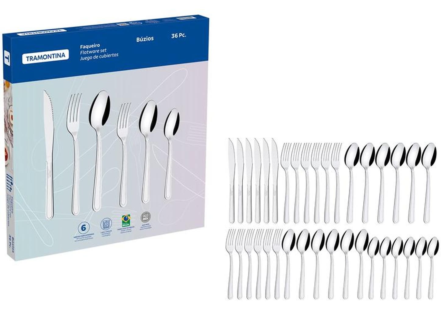 Faqueiro Tramontina Inox 36 Peças Búzios