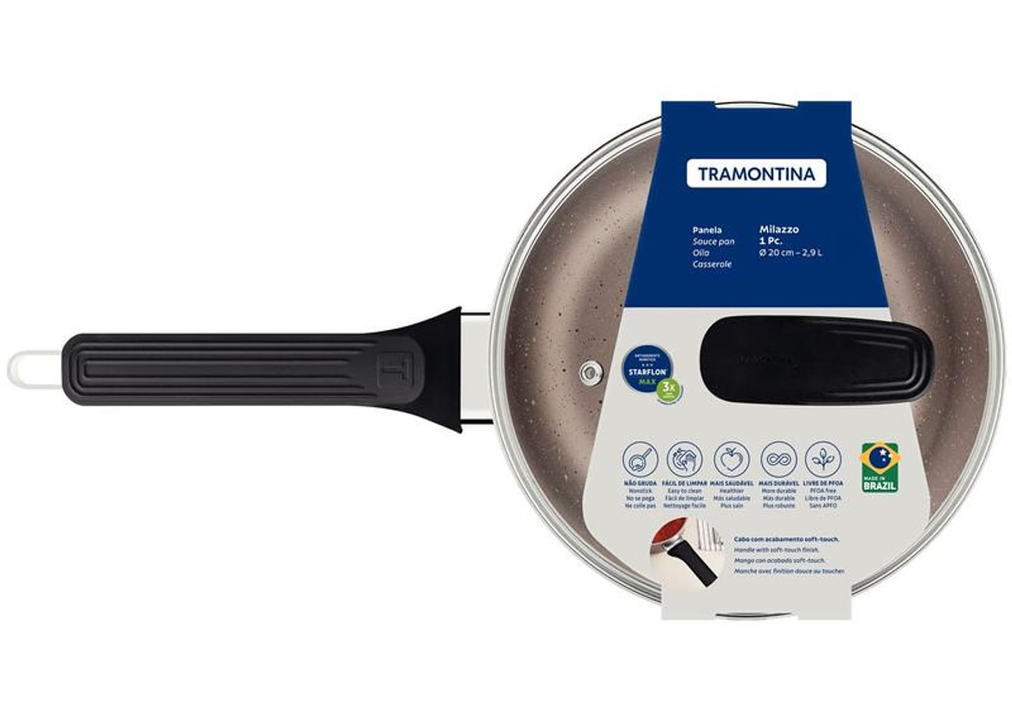 Panela Tramontina Antiaderente de Alumínio Amêndoa 20cm 2,9L Milazzo