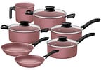 Jogo de Panelas Tramontina de Alumínio Rosa 7 Peças Linz