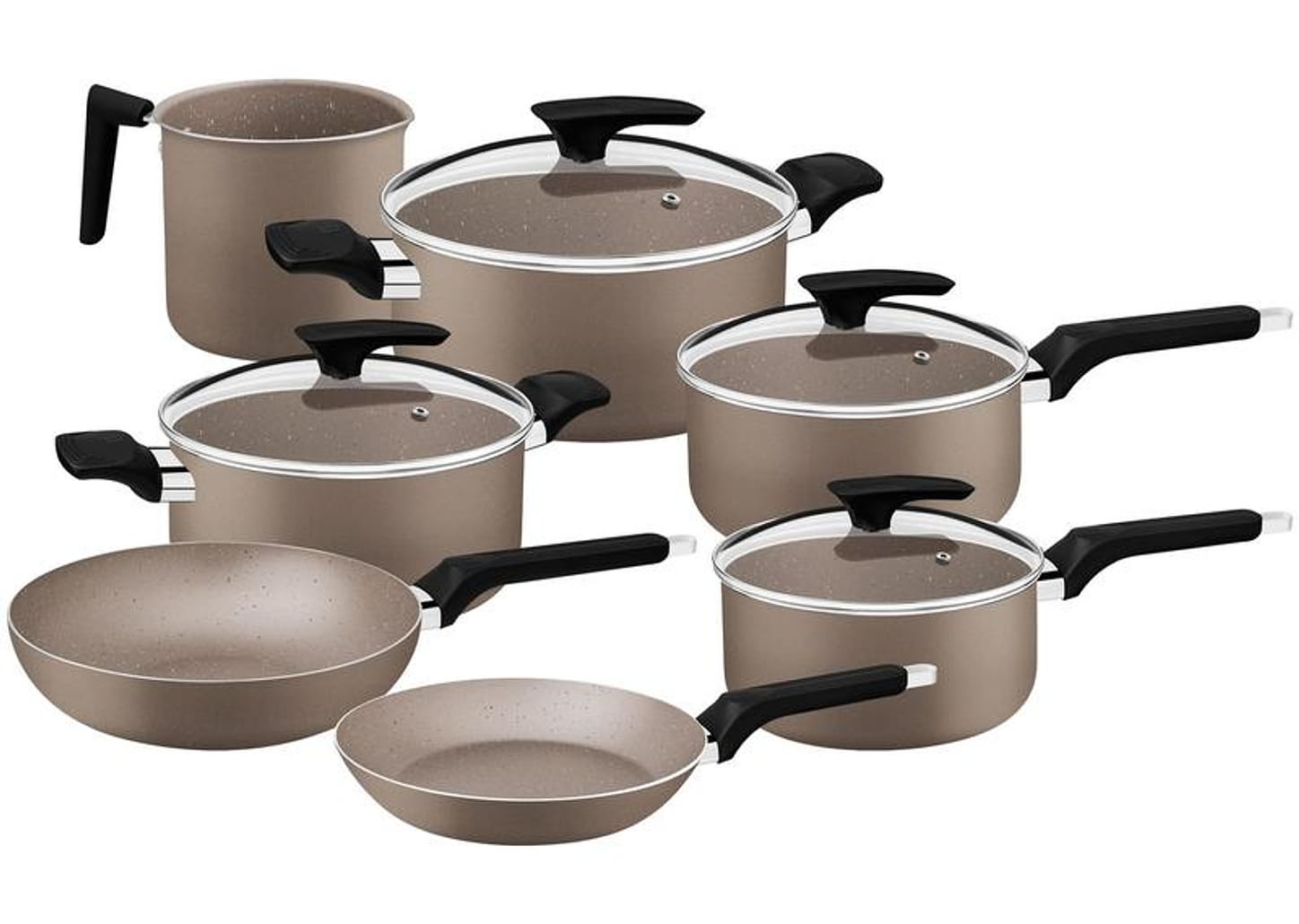 Jogo de Panelas Tramontina de Alumínio Amêndoa 7 Peças Milazzo