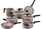 Jogo de Panelas Tramontina de Alumínio Amêndoa 7 Peças Milazzo