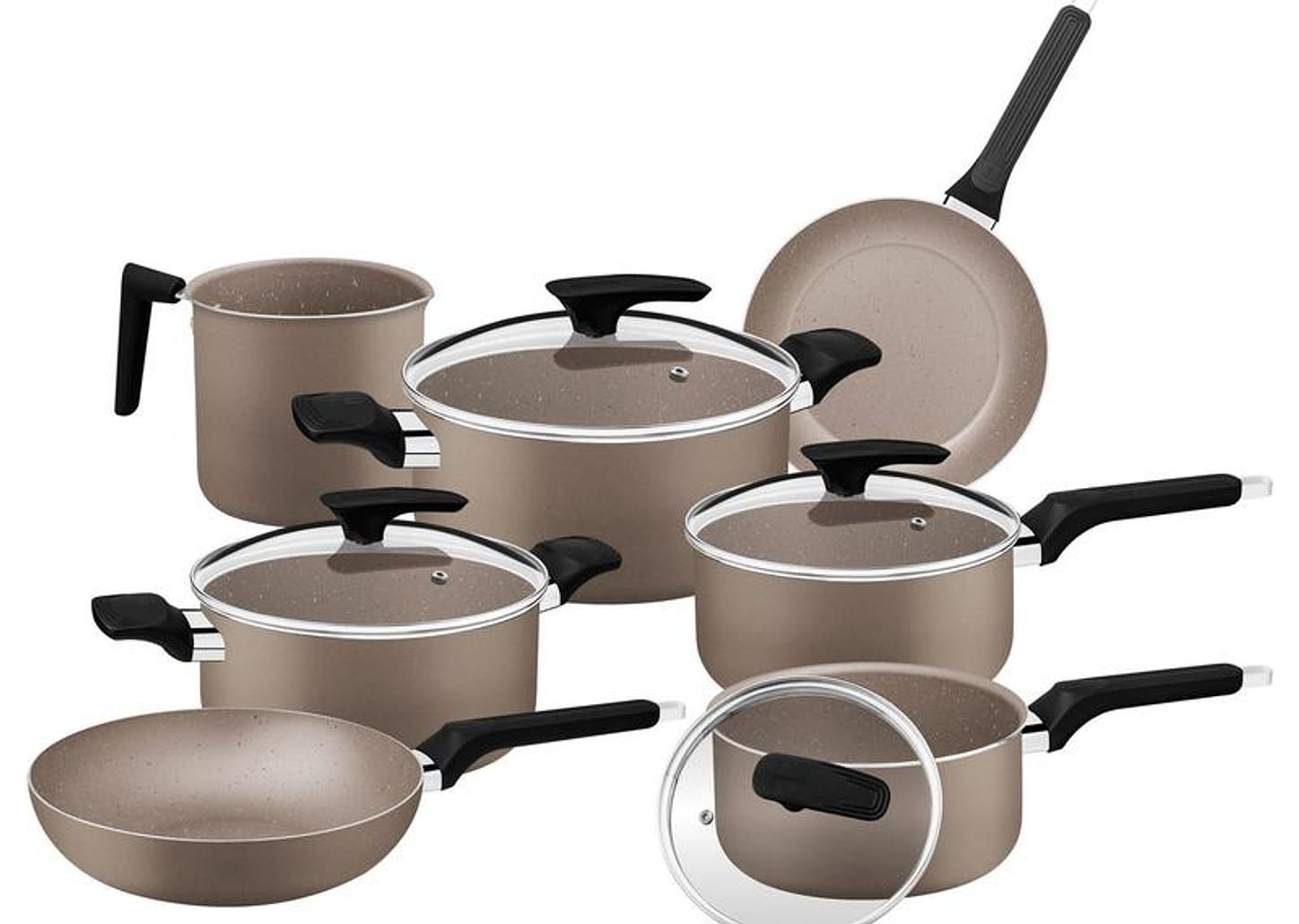 Jogo de Panelas Tramontina de Alumínio Amêndoa 7 Peças Milazzo