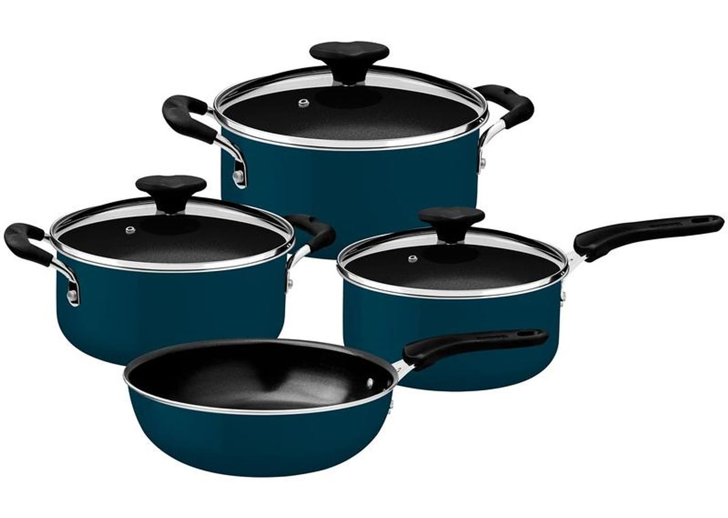 Jogo de Panelas Tramontina de Alumínio Azul Mediterrâneo 4 Peças Tunis