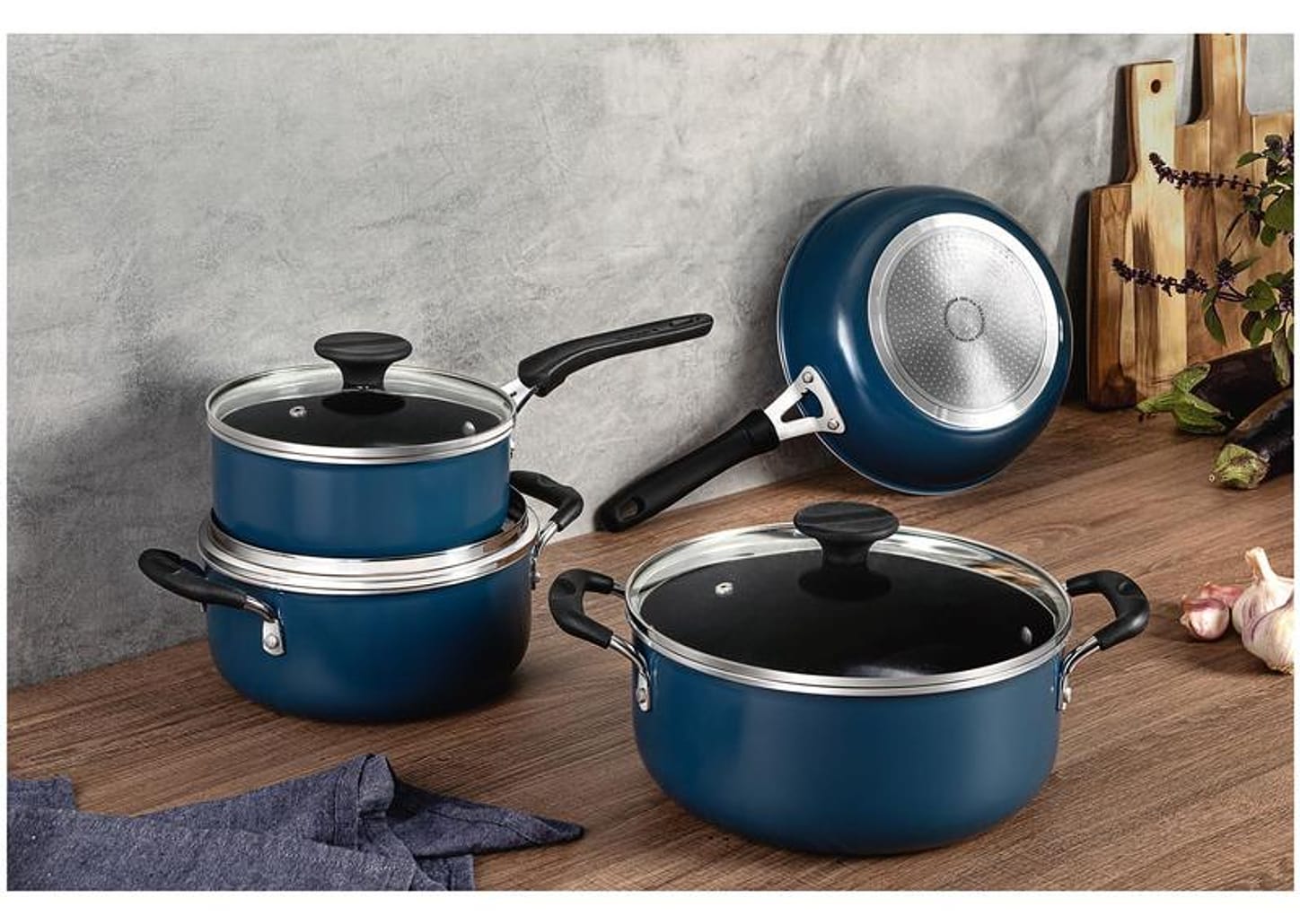 Jogo de Panelas Tramontina de Alumínio Azul Mediterrâneo 4 Peças Tunis