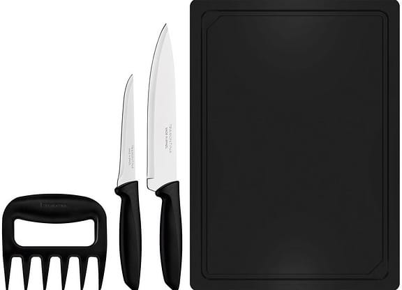 Jogo de Facas para Churrasco Tramontina Inox com Tábua Plenus 4 Peças