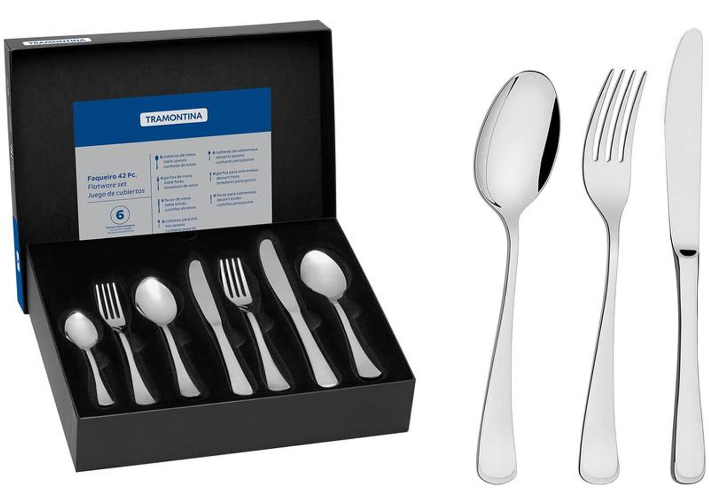 Faqueiro Tramontina Inox 42 Peças para Sobremesa Monaco