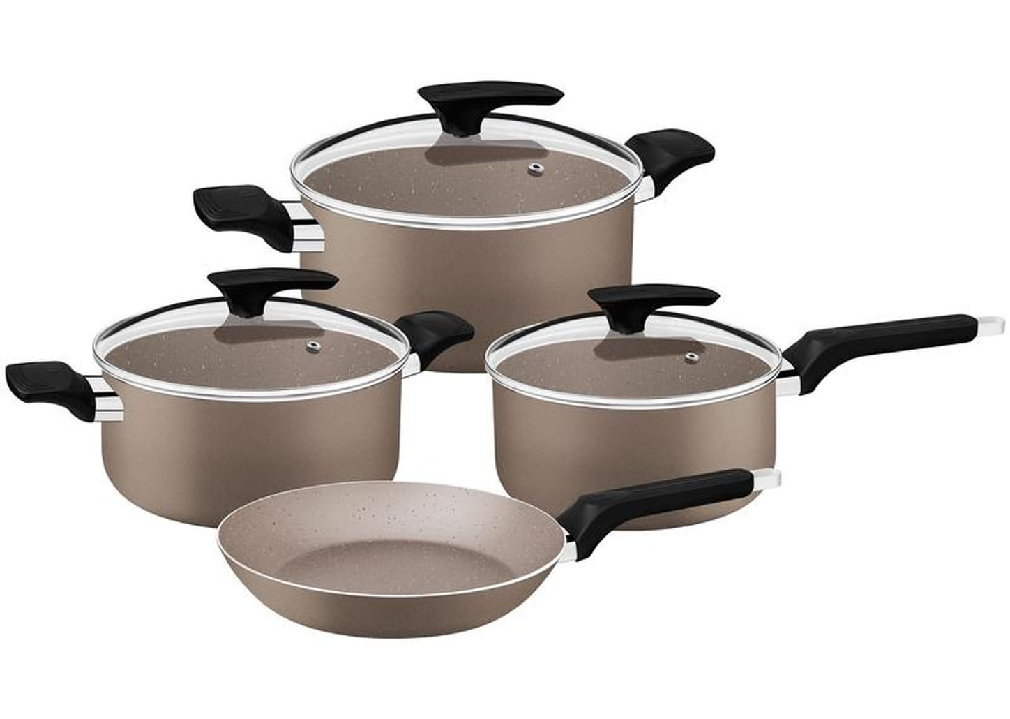 Jogo de Panelas Tramontina de Alumínio Amêndoa 4 Peças Milazzo