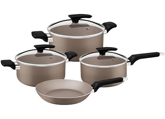 Jogo de Panelas Tramontina de Alumínio Amêndoa 4 Peças Milazzo