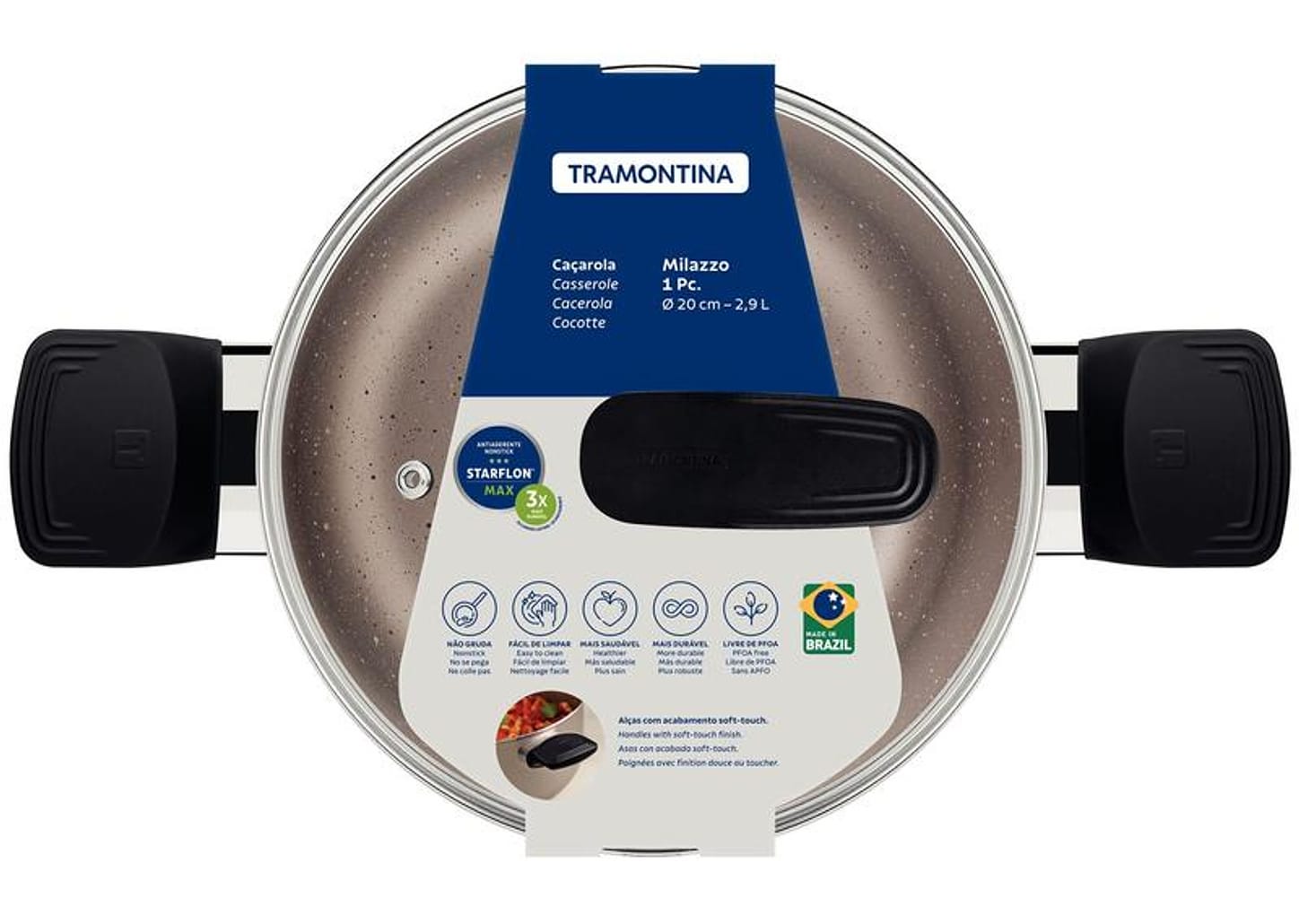 Caçarola Tramontina Antiaderente de Alumínio 20cm 2,9L Amêndoa Milazzo