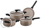 Jogo de Panelas Tramontina de Alumínio Amêndoa 4 Peças Milazzo