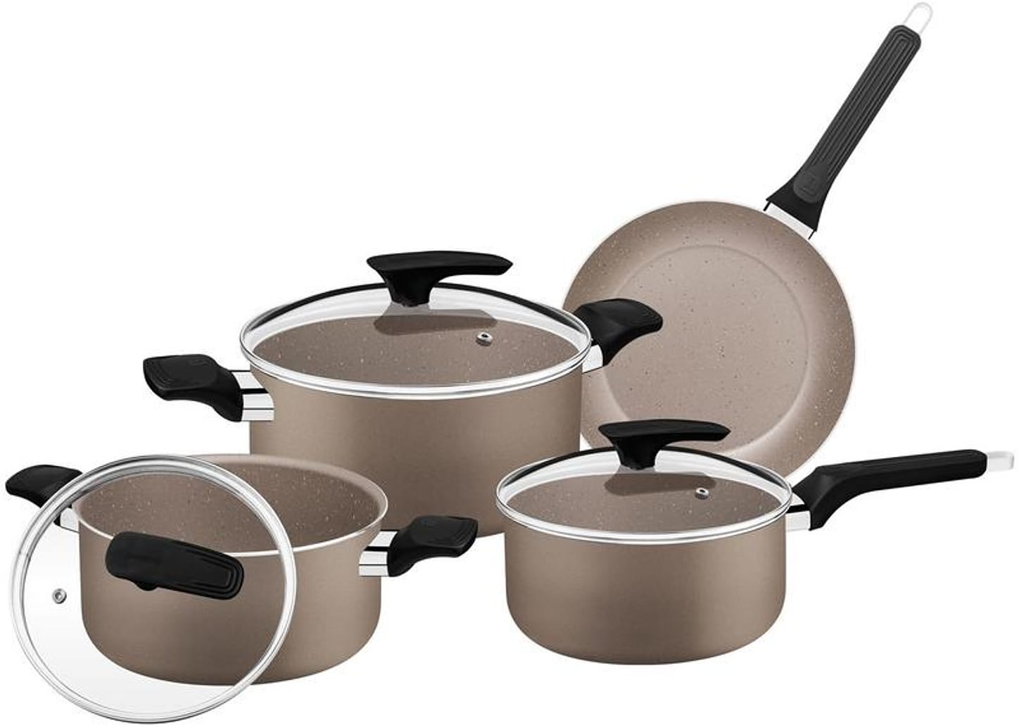 Jogo de Panelas Tramontina de Alumínio Amêndoa 4 Peças Milazzo