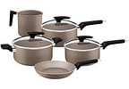 Jogo de Panelas Tramontina de Alumínio Amêndoa 5 Peças Milazzo