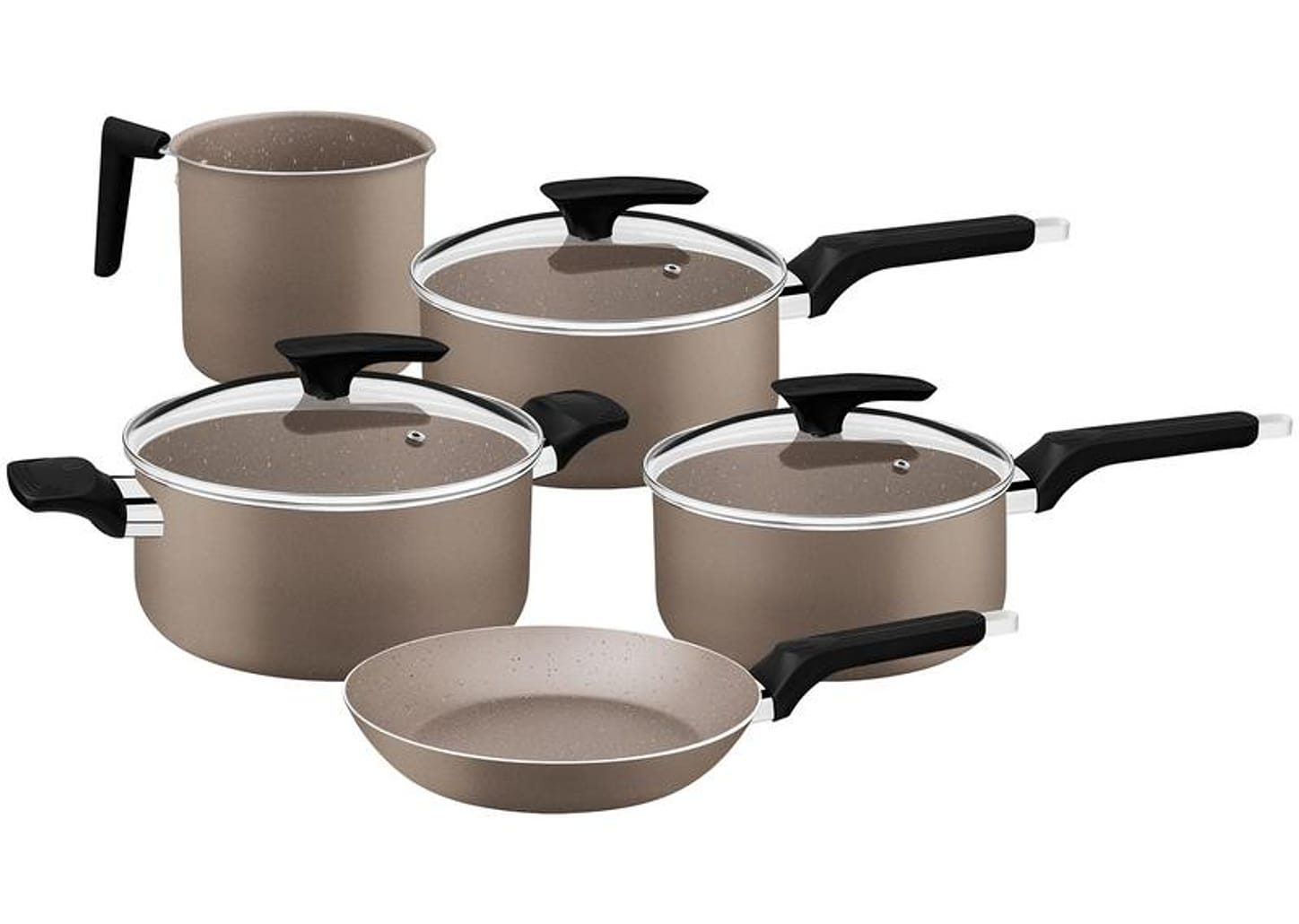 Jogo de Panelas Tramontina de Alumínio Amêndoa 5 Peças Milazzo