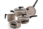 Jogo de Panelas Tramontina de Alumínio Amêndoa 5 Peças Milazzo