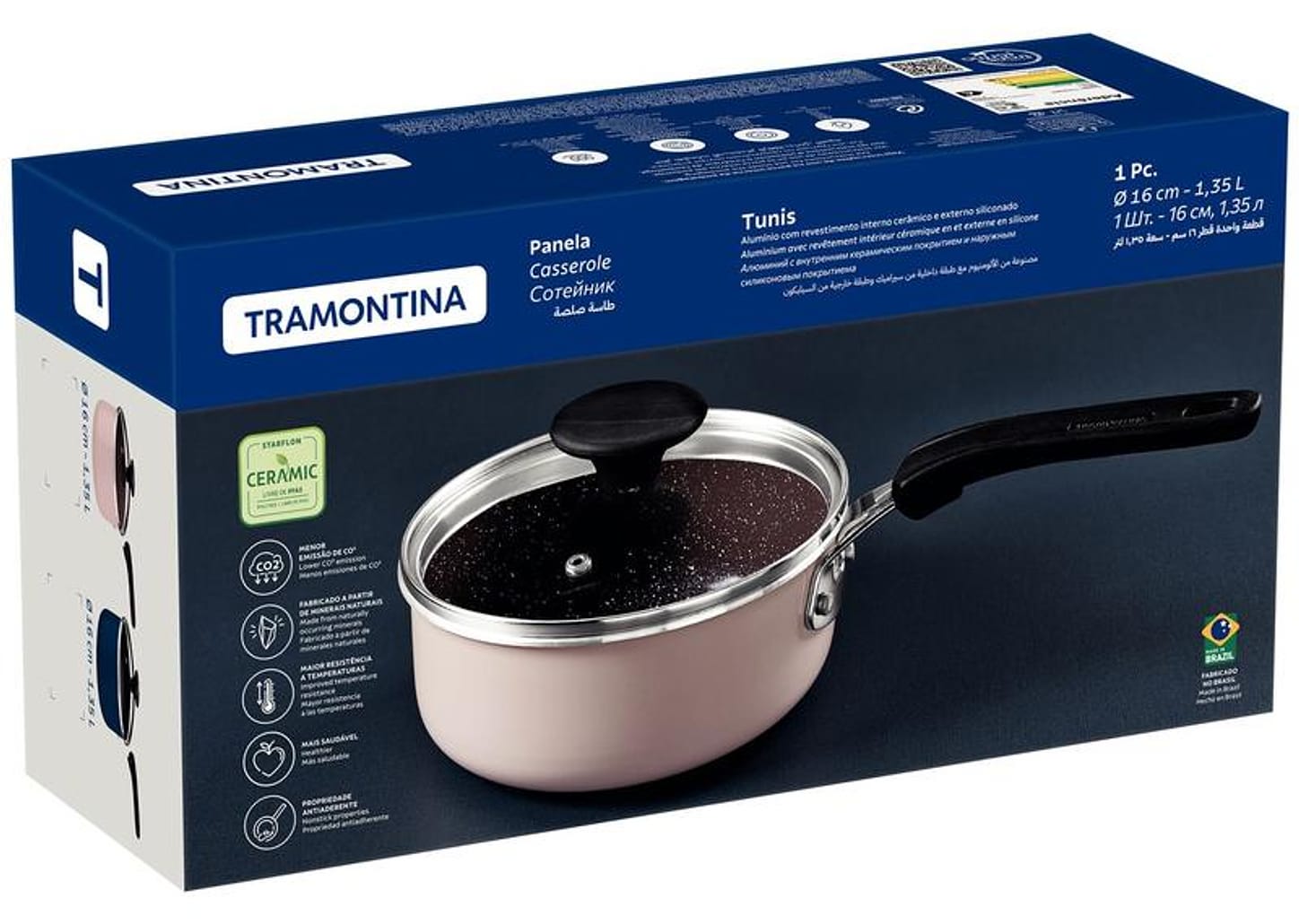 Panela Tramontina Antiaderente de Alumínio Azul Mediterrâneo 16cm 1,35L Tunis