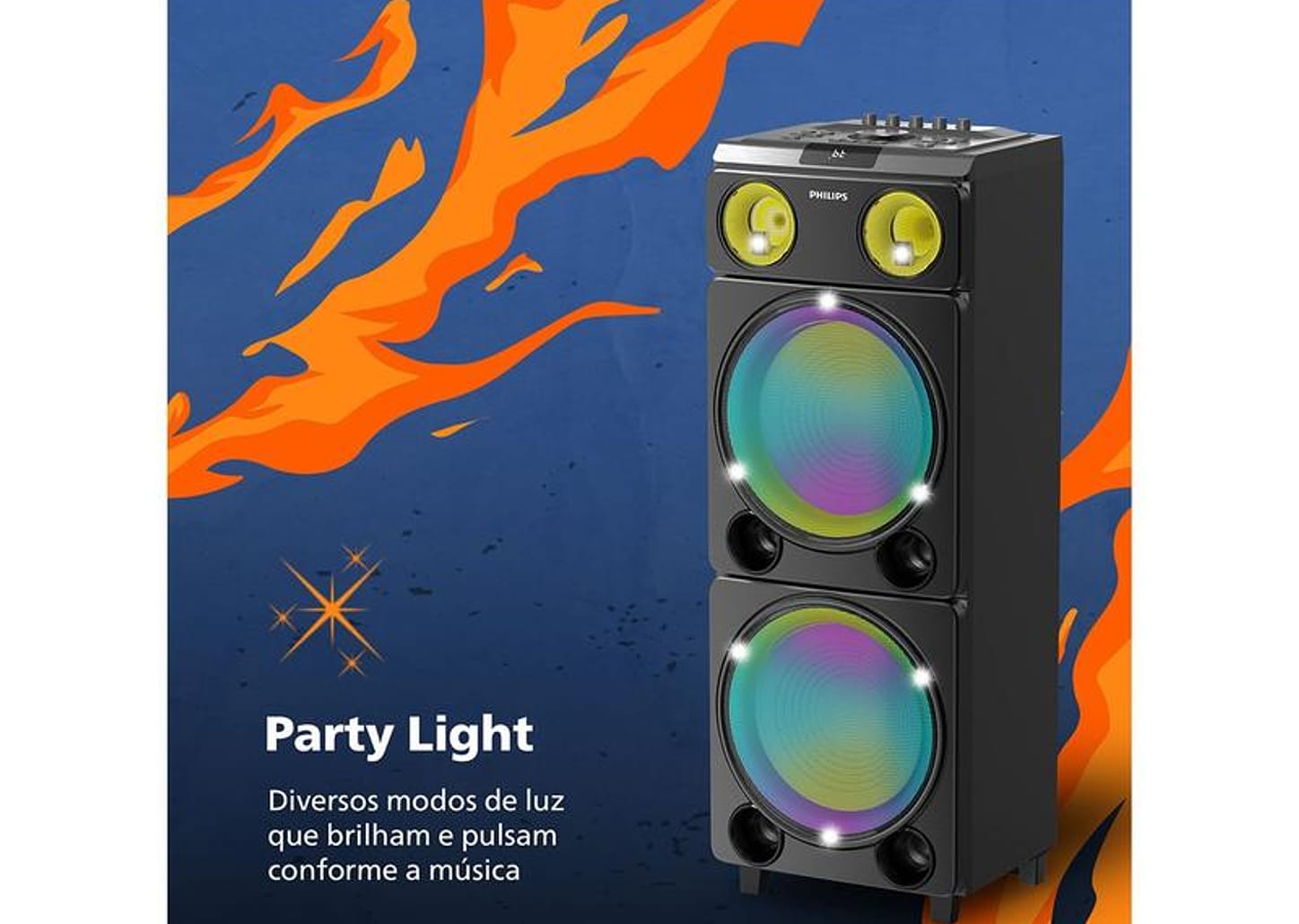 Caixa de Som Torre Philips TAX5509/78 Party Speaker 2400W