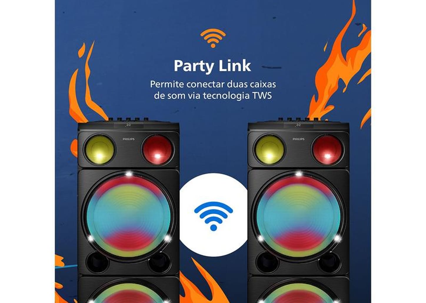 Caixa de Som Torre Philips TAX5509/78 Party Speaker 2400W