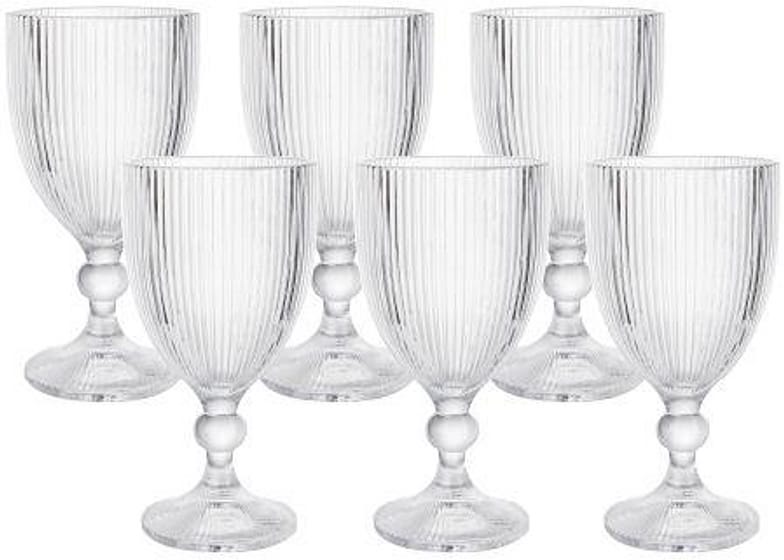 Jogo de Copos de Vidro 350ml 6 Peças Haus Concept Canelado