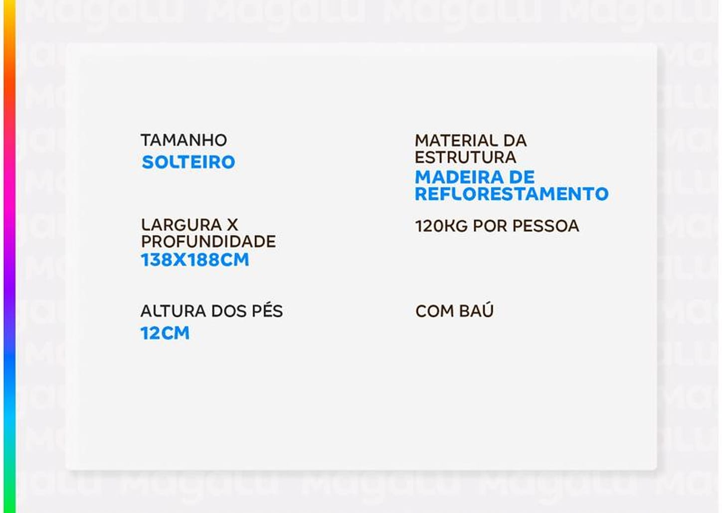 Base Cama Box Solteiro Gazin 27x138x188cm Diamond Blue