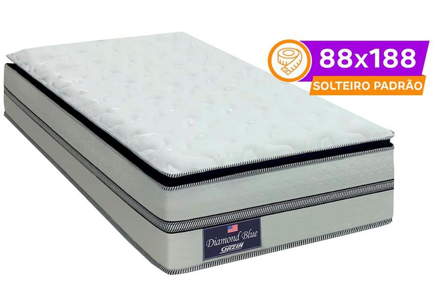 Colchão Solteiro Gazin de Molas Ensacadas 32x88x188cm Diamond Blue