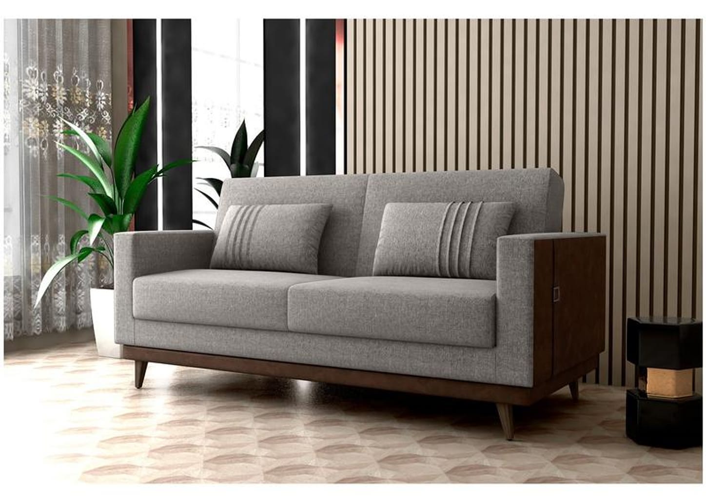 Sofá-cama 3 Lugares Casal Reclinável Facto e Linho Matrix Esther