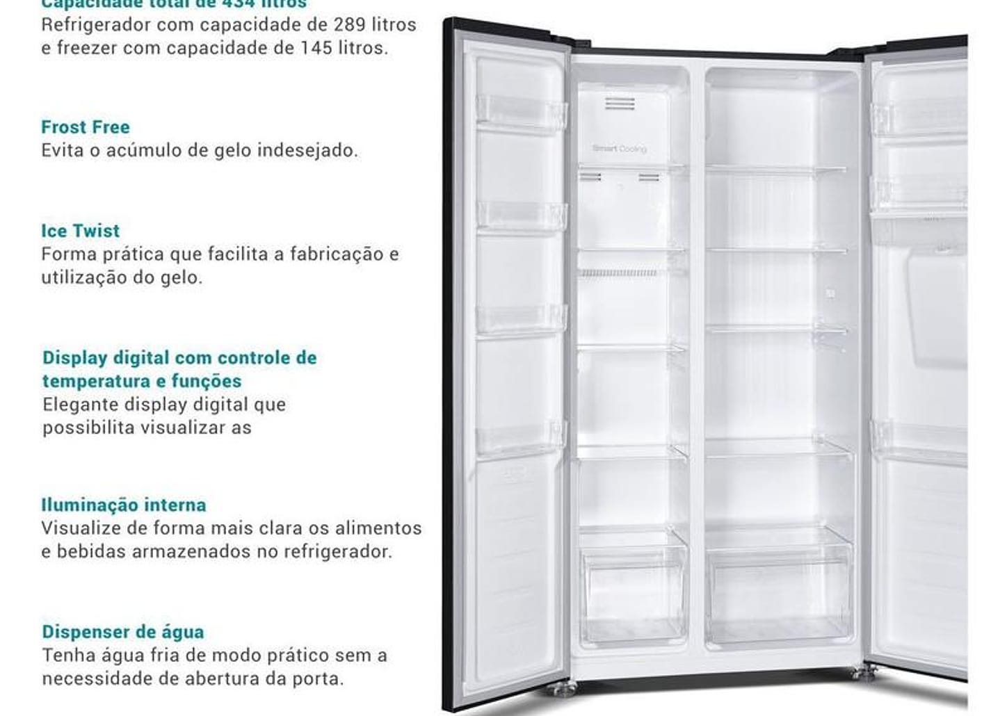 Geladeira/Refrigerador Philco Frost Free Side By Side Preto 434L PRF43A
