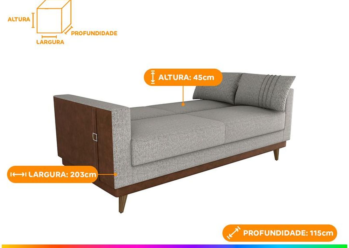Sofá-cama 3 Lugares Casal Reclinável Facto e Linho Matrix Esther