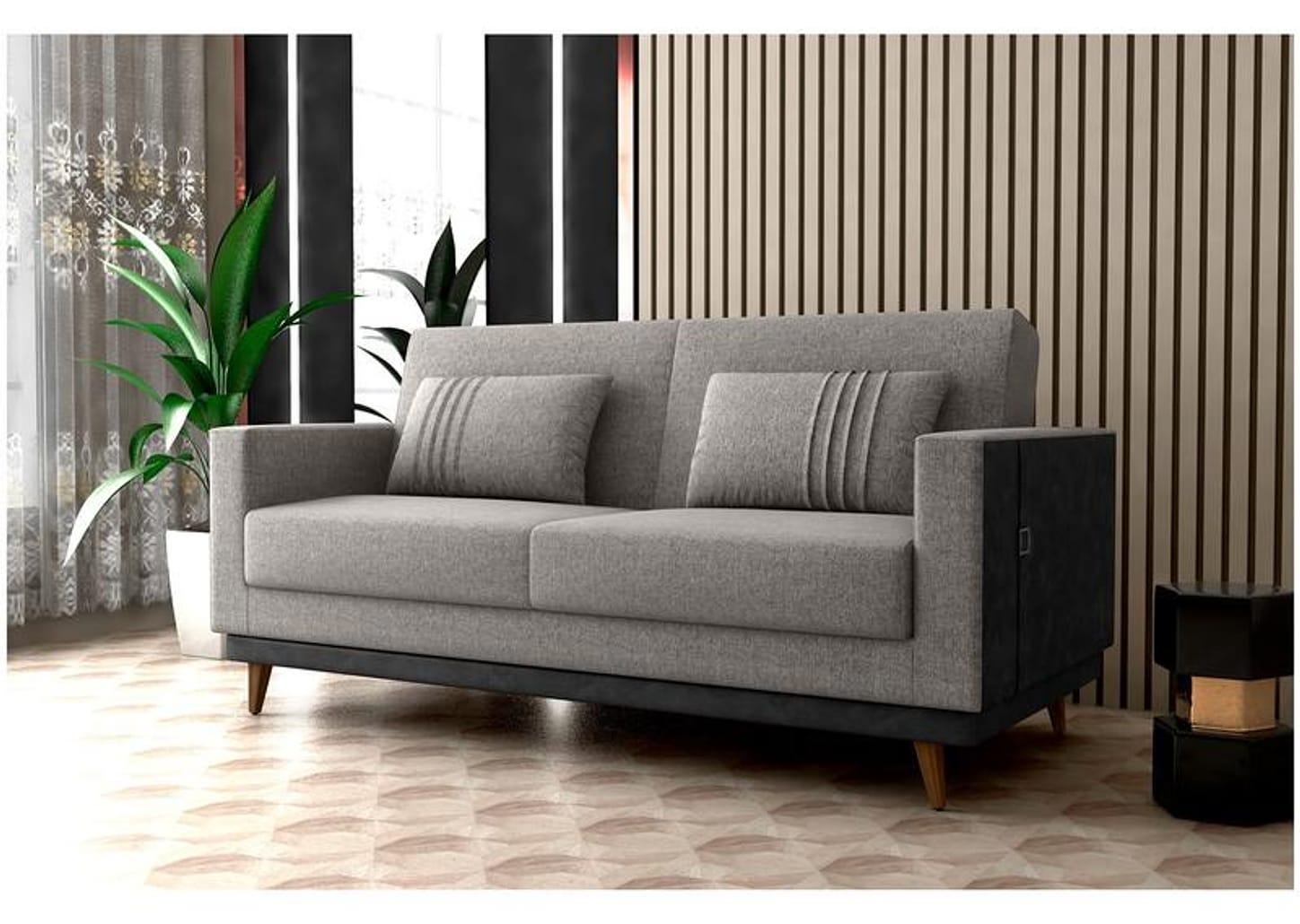 Sofá-cama 3 Lugares Casal Reclinável Facto e Linho Matrix Esther