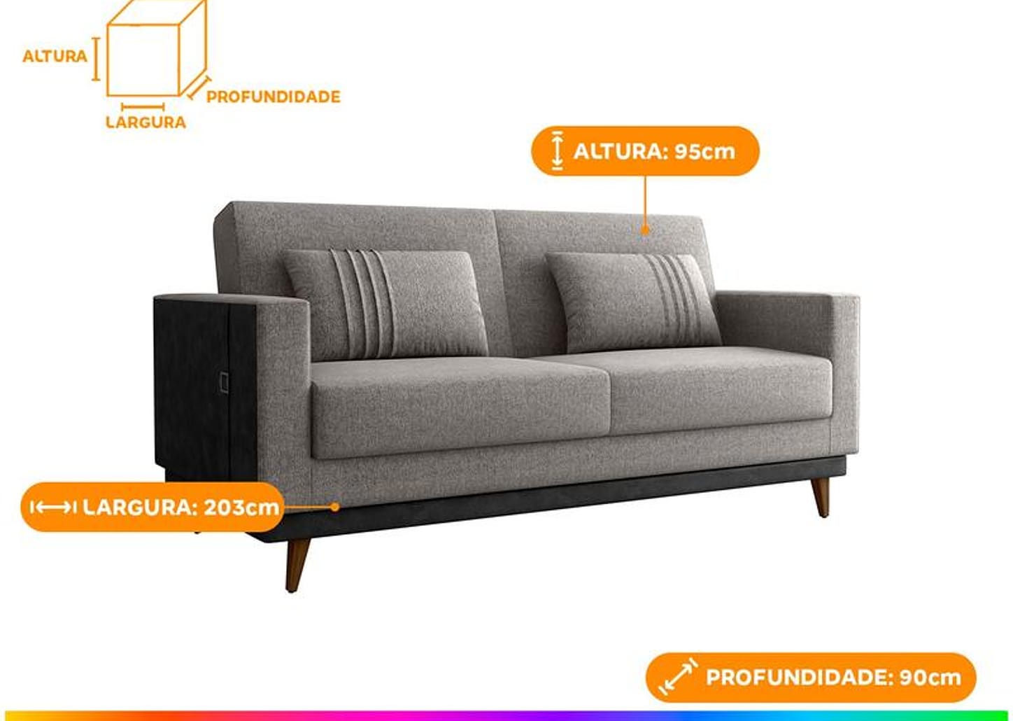 Sofá-cama 3 Lugares Casal Reclinável Facto e Linho Matrix Esther