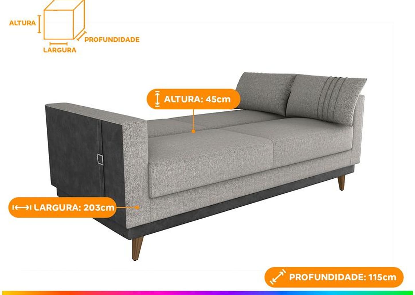 Sofá-cama 3 Lugares Casal Reclinável Facto e Linho Matrix Esther