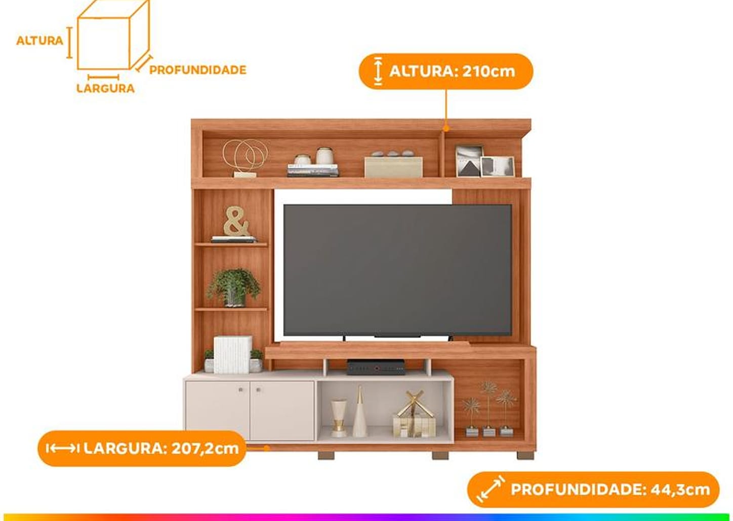 Estante 2 Portas 3 Prateleiras 4 Nichos Caemmun Formosa