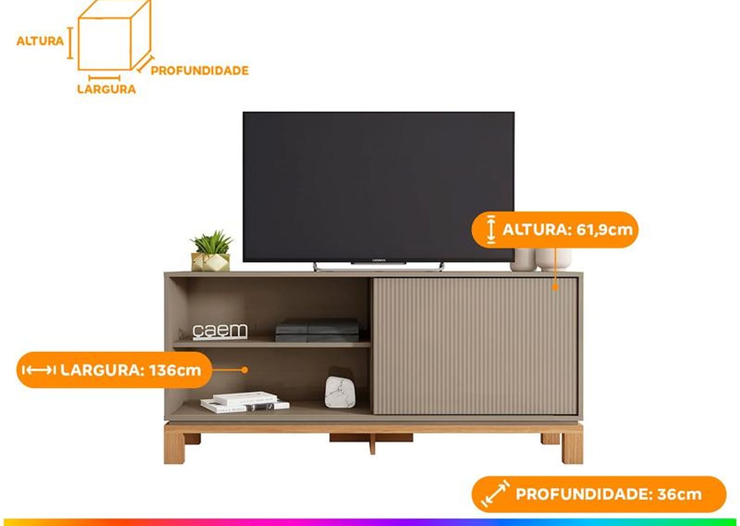 Rack para TV 45” Caemmun Mondrian