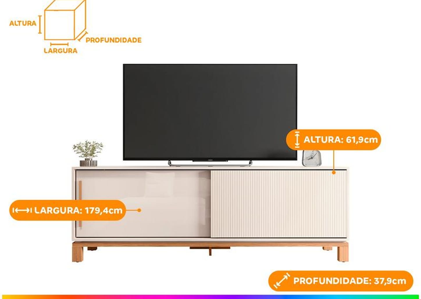 Rack para TV até 65” 2 Portas Caemmun Mondrian